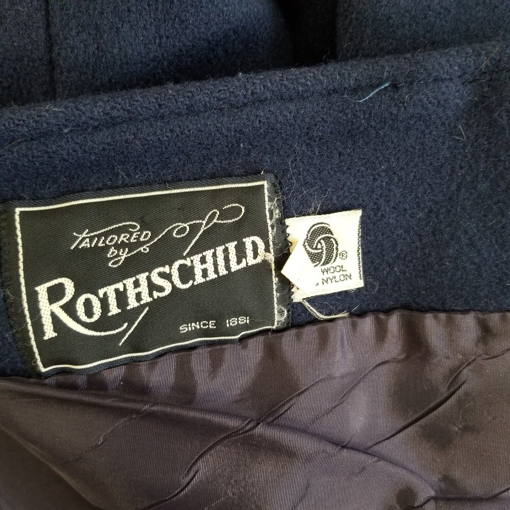 Vintage Rothschild Coat Girls Size 6 Navy Blue Buttons Stains USA - Picture 3 of 12